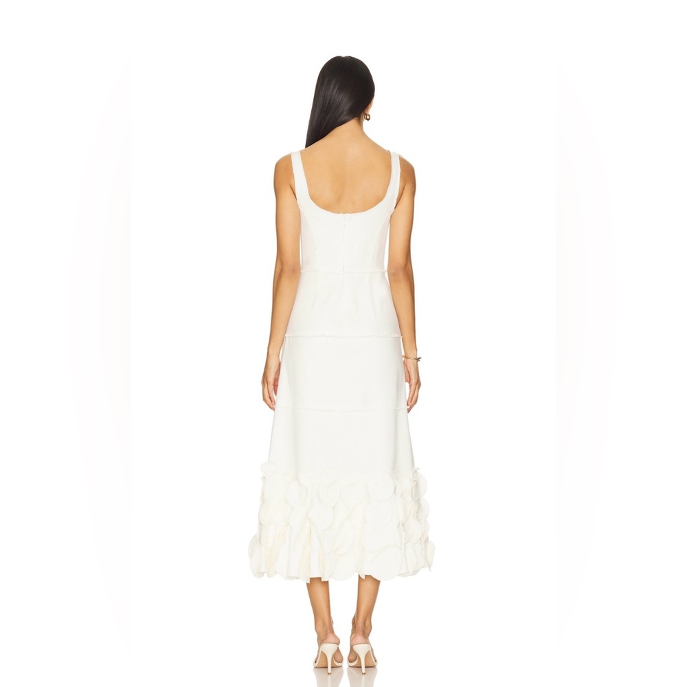 Alexis Cream Midi Dress with Floral Hem - Picture 3 of 9